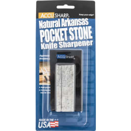 AccuSharp 024C Pocket Stone  Natural Arkansas Stone Sharpener White Includes <em>Belt</em> <em>Carry</em> Pouch