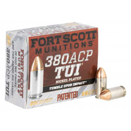 Fort Scott Munitions Fort Scott Munitions 380-095-SCV Tumble Upon Impact (TUI) 380 ACP 95 gr Solid Copper Spun - 20rd Box