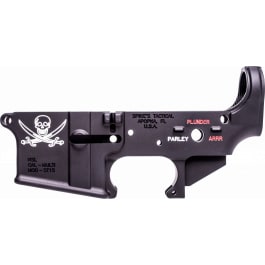 Spikes <em>Tactical</em> STLS016CFA Calico Jack Stripped <em>Low</em>er Receiver Multi-Caliber 7075-T6 Aluminum Black Anodized with Color Fill for AR-15