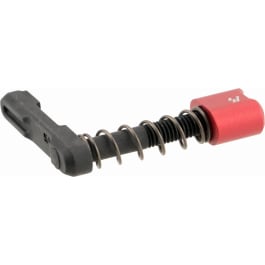 <em>Strike</em> <em>Industries</em> ARSMCRED <em>Magazine</em> Catch  made of Black Steel with Red 6061-T6 Aluminum <em>Release</em> Button for AR-Platform