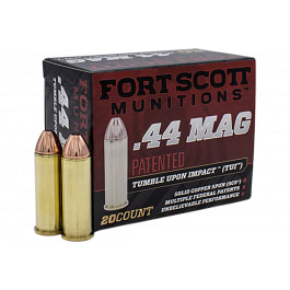 Fort Scott Munitions Fort Scott Munitions 44MAG-200-SCV Tumble Upon Impact (TUI) 44 Rem Mag 200 gr Solid Copper Spun - 20rd Box