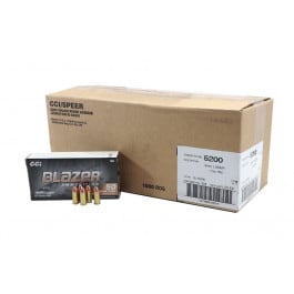 CCI <em>Blazer</em> <em>Brass</em> 9mm <em>115 GR</em> FMJ Ammunition <em>Brass</em> Cased, Boxer Primed, Reloadable - <em>1000 Round Case</em> - Mfg #5200