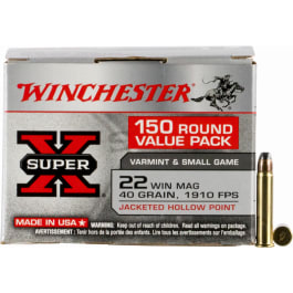 Winchester Ammo X22MH150 22 WIN Mag40 Jacketed Hollow Point Value Pack - 150rd Box