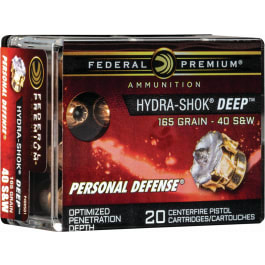 Federal Federal P40HSD1 Premium Personal Defense 40 S&W 165 gr Hydra-Shok Deep Hollow Point - 20rd Box
