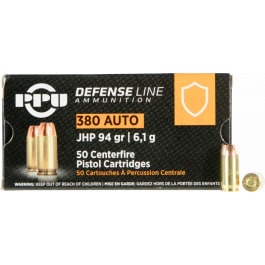 PPU PPD380A Defense 380 ACP 94 gr Jacketed Hollow Point (JHP) - 50rd Box