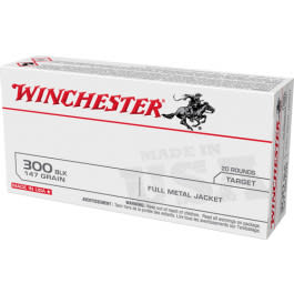 Winchester Ammo USA300B147 USA Target 300 Blackout 147 gr Full Metal Jacket Open Tip (FMJOT) - 20rd Box