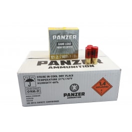 Panzer Game Load 12 Gauge, 2 3/4",  6 Shot, 1 1/4 oz, 1400 FPS, High Velocity Shotgun Shell - 250 Round Case - PAGL126SHV