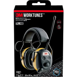 Peltor 90541H1-DC-PS Worktunes 24 dB Over the Head Yellow Earcups with Black Headband & AM/FM Radio