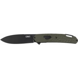 CRKT K542GKP Bona Fide 3.52" <em>Folding</em> Modified Drop Point Plain Black PVD 1.4116 Blade OD Green ADC12 Aluminum Handle
