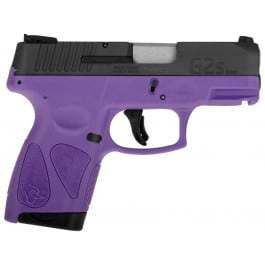 <em>Taurus</em> <em>G2S</em> Slim Semi-Automatic 9x19mm Compact Pistol, (2) 7 Round <em>Magazines</em>. 3.26" Barrel, Carbon Black Slide, Dark Purple Frame with Picatinny Rail - G12S931DP