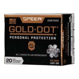 CCI Speer Ammo 23970GD Gold Dot Personal Protection 40 S&W 165 gr Hollow Point (HP) - 20rd Box