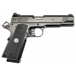 Wilson Combat CQBEFS9 1911 CQB Elite 5"8+1 Overall Black Carbon Steel with G10 Starburst Grip Fiber Optic Front Sight