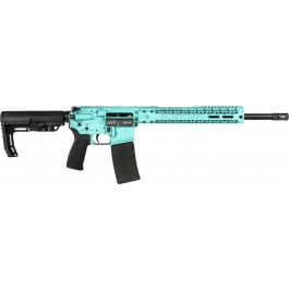 <em>Black</em> Rain Ordnance Semi-Automatic 5.56x45mm AR-15 Rifle, 16" Barrel, 12" M-LOK Handguard, MFT Minimalist Stock - Tiffany Blue Battleworn Cerakote - BROFUSIONTBB