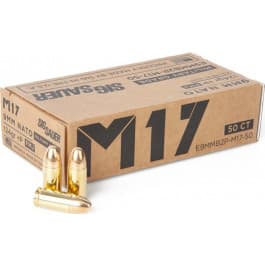 Sig Sauer E9MMB2PM1750 Military Grade 9mm NATO +P 124 gr Full Metal Jacket (FMJ) - 50rd Box
