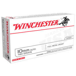 Winchester Ammo USA10MM USA 10mm Auto 180 gr Full Metal Jacket Flat Nose (FMJFN) - 50rd Box