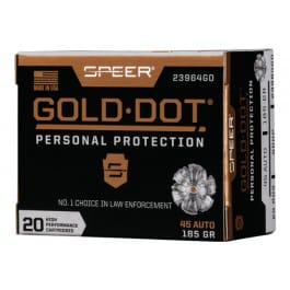 Speer Ammo 23964GD Gold Dot Personal Protection 45 ACP 185 gr Hollow Point (HP) - 20rd Box