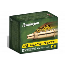 Remington Yellow Jacket 22 LR 225 Rounds 33gr Plated Truncated Cone Hollow Point Brass Case.