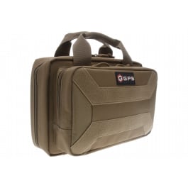 GPS Bags PC15FDE Pistol Case  Flat Dark Earth 600D Polyester with Mag Storage, Lockable Zippers & Cushioned Compartment Holds 1 Handgun
