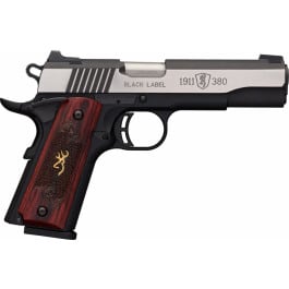 Browning 051912492 1911-380 Single 380 ACP 4.25" 8+1 Rosewood w/Gold Buckmark Inlay Grip Black Stainless Steel