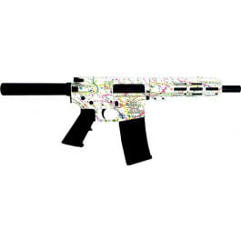 Great Lakes Firearms AR15 Pistol, .223 Wylde, 7.5" 4150 CRMOV Black Nitride Barrel, 7.125" M-LOK Rail, Pistol Buffer Tube, Saved By The Splatter White Cerakote- GL15223P S-WHT