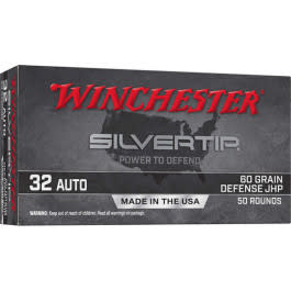Winchester Ammo Silvertip 32AUTO 60 GR Jacketed Hollow Point 50/500 - 50rd Box