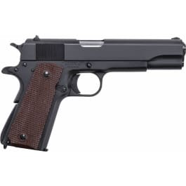 Thompson 1911BKO 1911 Matte Black Single 45 ACP 5.0" 7+1 Brown Checkered Grip Black