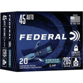 Federal S45SJT1 Syntech Defense 45 ACP 205 gr Segmented Jacketed Hollow Point (SJHP) - 20rd Box