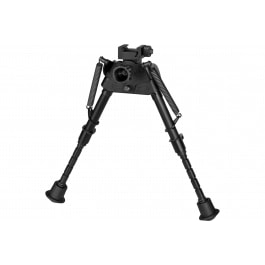 Harris Bipods S-BRMP Swivel BR Picatinny, 6-9", Black Steel/Aluminum, Notched Legs, Rubber Feet