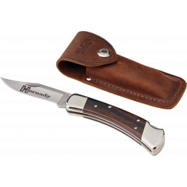 Hornady 99126 <em>Buck</em> 110 Folding Plain 420 Stainless Steel Blade Brown Macassar Ebony Dymondwood w/Nickel-Plated Bolsters Handle