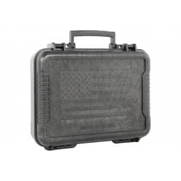 Outdoor Connection 10017 Molded Pistol Case Black Polypropylene US Flag Design & Egg <em>Crate</em> Foam, Fold Away Handle, Padlock Tabs, 11" x 8.25" x 3" Interior Dimensions