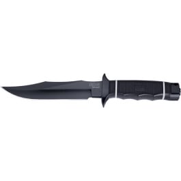 S.O.G <em>SOG</em>-S10B-K <em>Tech</em> <em>Bowie</em> 6.40" Fixed Plain Clip Point Black Hardcased TiNi AUS8 SS Blade/ Black w/ White "<em>SOG</em>" Logo Kraton Handle