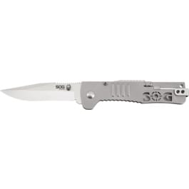 S.O.G SOG-SJ31-CP SlimJim 3.18" <em>Folding</em> Clip Point Plain Satin AUS-8A SS Blade Bead Blasted 420 Stainless Steel Handle Includes Belt Clip