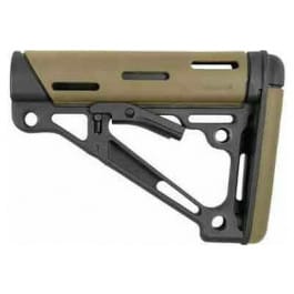 Hogue 15340 OverMolded Collapsible Buttstock made of Synthetic Material with Black Finish & Flat Dark Earth OverMolded Rubber for AR-15, <em>M16</em>, M4 with <em>Mil</em>-<em>Spec</em> Buffer Tube (Tube Not Included)