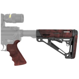 Hogue 15456 OverMolded Collapsible Buttstock Black Synthetic Red Lava OverMolded Rubber & Red Lava Rubber Finger Grooved Grip for AR-15, <em>M16</em> with <em>Mil</em>-<em>Spec</em> Buffer Tube (Tube Not Included)