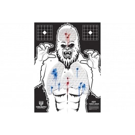 Triumph Systems 031513006 Threat Down <em>Yeti</em> Corrugate Hanging Pistol/Rifle 30"H x 22"W Black/White Impact Enhancement Yes Blue/Red 1 Target