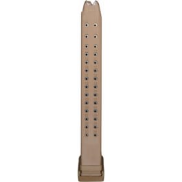 Glock Compatible 9mm 33rd Magazine. Steel Lined and Reinforced Polymer Body Aftermarket Mag - Tan