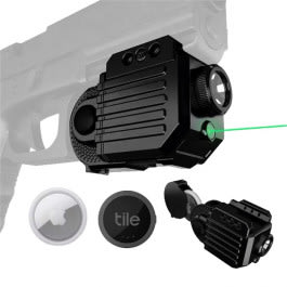 GunTag GT-9 Flashlight/Laser Combo, Air Tag Tracking Device, 350 Lumen Weapon <em>Light</em>, Green Laser, 6 Programmable Modes, ShockProof, Aluminum, Black   