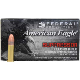 Federal American Eagle 22LR 45 GR Subsonic Copper Plated Round Nose <em>Ammo</em> AE22SUP1 - 50rd Box