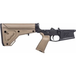 Aero Precision M5 Complete <em>Lower</em> Receiver w/ FDE <em>MOE</em> Grip & FDE UBR Gen2 Stock - Anodized Black with FDE Furniture - APAR308224