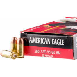 Federal American Eagle .380 ACP 95 GR FMJ Ammunition- 50 Rd Box- AE380AP