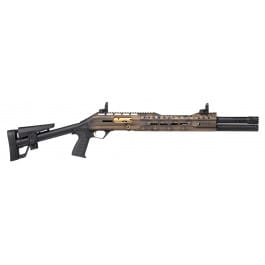 Panzer Arms EG-240 Mod2, Semi-Auto Tactical Shotgun,18.5", 12 Ga, 3", 5+1, FlipUp Sights, Choke Tubes, Tactical Stock, Black & Bronze US Flag Cerakote