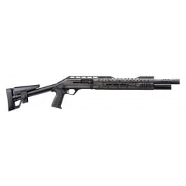 Panzer Arms EG-240, Semi-Auto <em>Tactical</em> Shotgun,18.5", 12 Ga, 3", 5+1 Capacity, Flip-<em>Up</em> Sights, <em>Tactical</em> Stock, Black & Tungsten US Flag Cerakote 