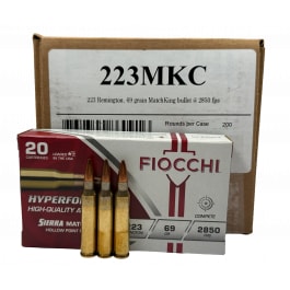 Fiocchi 223MKC Hyperformance 223 Rem 69 gr Sierra MatchKing Hollow Point Boat-Tail - 200rd Case