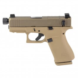 Glock 43X MOS Hush Puppy, Semi Auto 9mm Pistol, 3.92" Threaded Barrel, SCT FDE/Coyote Cerakote, Suppressor Sights, 10rd Magazines, - UX4350204FRN