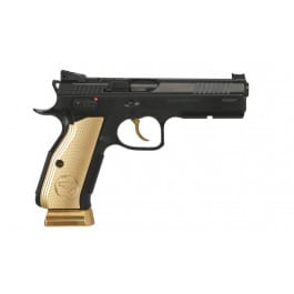 CZ Shadow 2 Gold Digger 91242 Pistol, 9mm, 4.89" Barrel, 19+1, DA/SA, Optics-Ready, Gold Brass Grips