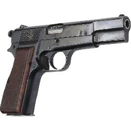Browning Hi-Power 9mm Pistol, Belgian Mfg Police Surplus, Thumb Print, By F.N Herstal , 1-13 Round Mag - Fair Condition  - <em>C</em> & R Eligible 