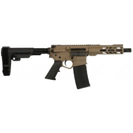 Wise Arms Wise Arms WA-15B Semi-Auto Pistol 7.5" 5.56 NATO/.223 Rem 30+1 FDE SBA3 Pistol Brace, Billet Aluminum Receiver.