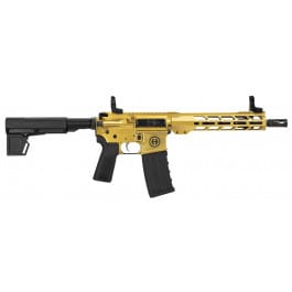 Hi-Point Firearms HP-15, Semi-Automatic AR-15 Pistol, 5.56 NATO, 10.5" Barrel, w/ Blade Brace, Gold, Included UTG Flip Up Sights - HP15P-556 GOLD