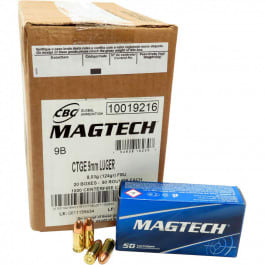 MagTech 9mm Case,124 Grain, Brass, Boxer, Reloadable, Non Corrosive, FMJ Ammo - 1000 Round Case