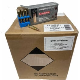 PPU Rangemaster - 5.56 NATO - 55 GR FMJ Boat Tail, Brass, Boxer, Non-Corrosive, Reloadable - 1000 Round Case - PPRM5561